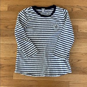 J Crew 3/4 sleeve embellished tee